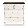 Baxton Studio Levron Traditional Two-Tone Walnut Brown and Antique White Finished Wood 5-Drawer Storage Cabinet 195-11952-ZORO